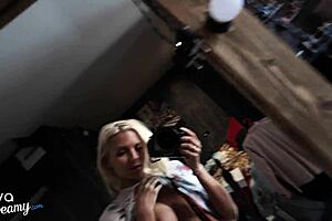Sloppy handjob and blowjob by big cocked amateur babe in POV