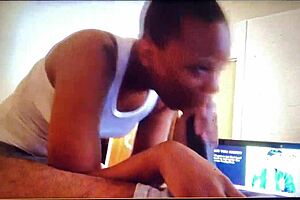 Ebony super pornstar loves sucking on a big black cock
