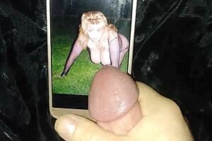 MILF big titted blonde masturbates and cums on her lovers face