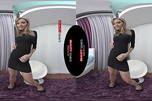 Asian European cat does nothing but tease with toys in VR porn