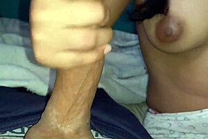 Latinas small boobs masturbate sucking husband's cock