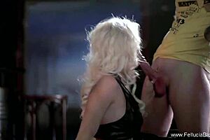 Seeing this stunning brunette get handjob and blowjob