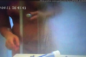 Hidden: Girl bathroom German wife masturbates in shower and splatters crop on hidden camera