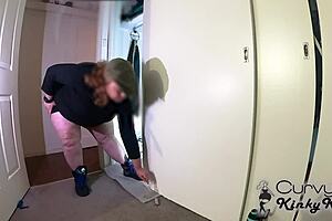 He Big booty BBW smokes of urinates her closet while her big ass shake