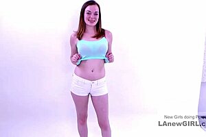 HD video of a young German teen with perky tits giving a deepthroat and blowsjob