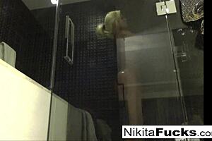 Nikita Von James books MILF in the shower with her large boobs