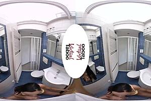 A pregnant girl blowing you in VR porn