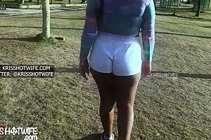 Kriss Amateur slut wife shows big ass and big tits in, ever so public