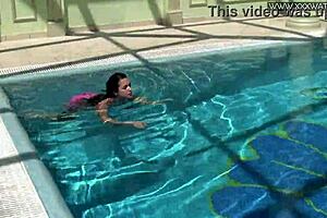 Teen Jessica Lincoln goes swimming wet and wild
