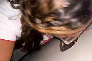 Ebony big black cock gets a cum hungry black BBW to give him a handjob and blowjob