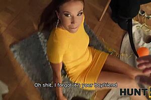 Loose young brunette chases cash by fucking with a slut