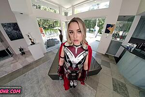 Cosplay Adult film actress Jane Foster comes up with Thor in a porn video game explicit for virtual reality