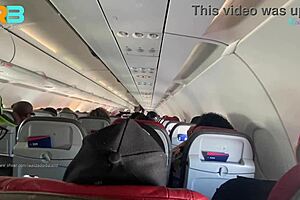 Random fuck threesome with two wives and a giant black cock in the airline