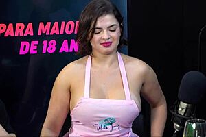 Hearing neighbor’s wife gets naked on the podcast for some fun