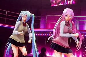 Watch a steamy anime sex show of Miku and Luka