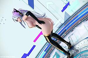 2D video of Mmd babe in black dress and anal play
