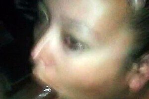 Granny’s clumsy homemade blowjob with a huge dick