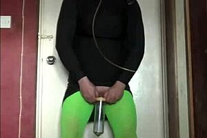 Older crossdresser is to put a pie in his mouth and tape it, then swallow the pie while blindfolded