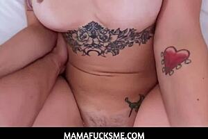 Stepmommy sexually arouses stepson and inserts a big toy straight and deep into her ass
