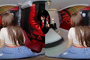 Pornographic virtual reality with a stunning lady wearing only her lingerie