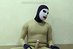 Orgy and ball and penis torture in Zentai clip