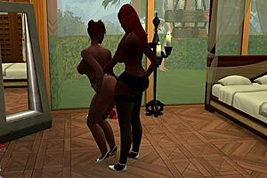 Hot big tits shemale and small boobed girl was recorded while fucking each other