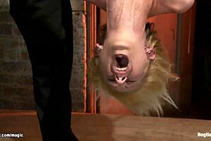 American BDSM in small tits blonde hog tie bondage