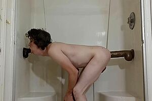 This very hot wise gay guy takes two big dildos for some hot anal fun