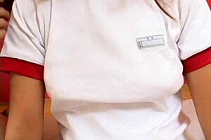 Asi teen with a rather big tits and long hair knows how to suck a dick perfectly