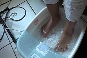 Asian hard cock and foot fetishing with a beautiful Asian lady