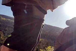 Outdoor hiking beauty is pounded, creampied
