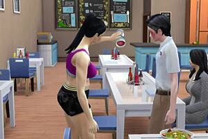 The Sims 4 cartoon girl receives being dominated and humiliated