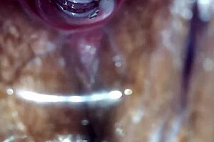 The following video presents just that: amateur clit play where a speculum is involved