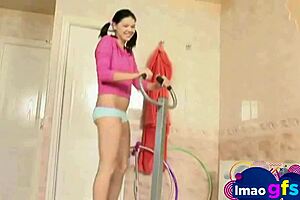 See a sexy amateur undress down into her gym clothes
