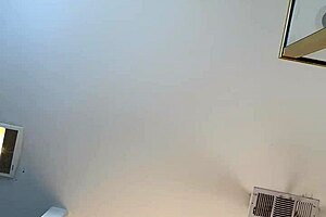 In the bathroom Sarah's wet pussy gets fucked till it throbs
