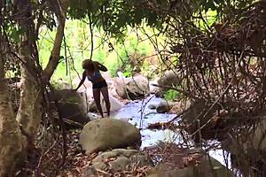 By the river, a big black cock is sucked off his Nina Rivera