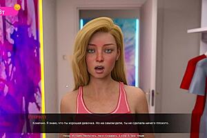 Trimmed-down blonde beauty’s exercise routine and surgery-enhanced chest in 3D