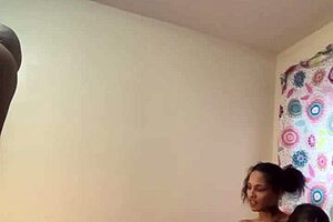 A fat latina gives her clit a good working over by a big cock