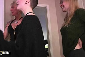 A lesbian orgasm in a sauna is shared by girls