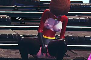 Big Cock Blowjob: Elastigirl's Handjob and Cumshot of The Incredibles