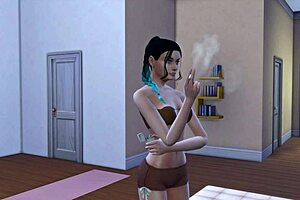 The Sims 4 3D ; Lesbian yoga and pussy play