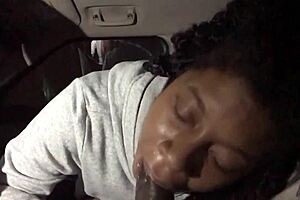 Ebony girl sucks c**k and gets wet amateur