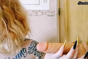 Safe sex homemade dildo play with cigarette