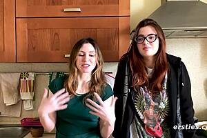 Two hot European slut babes Felicia and Lina starring in hot lesbian scene with scissoring greetings