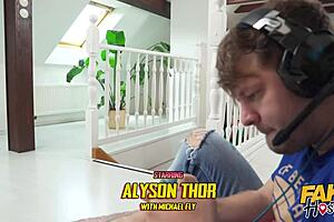 Fake hostel prank of short haired babe getting an anal creampie