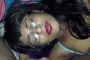 Indian bhabhi has a sensual and filthy swallow with Hindi voice