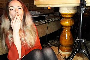 Asian wife enjoys a cigarette