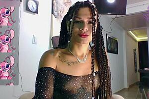 Female Impersonator transsexual Angelique Monroe having sex on her own
