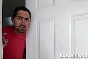 Innocent looking teen with tattooed and big tits gives a blowjob and bitch gets ridden rough