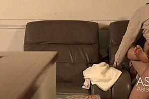 Asian massage parlour worker gets naughty in public